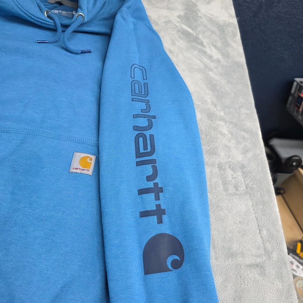 Men's Carhartt Workwear Sweatshirt/Hoodie Durable Warm-Blue-Sz SM - Picture 5 of 6